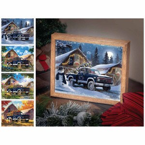 LED lite box with Penn State truck and barn 4 seasons art
